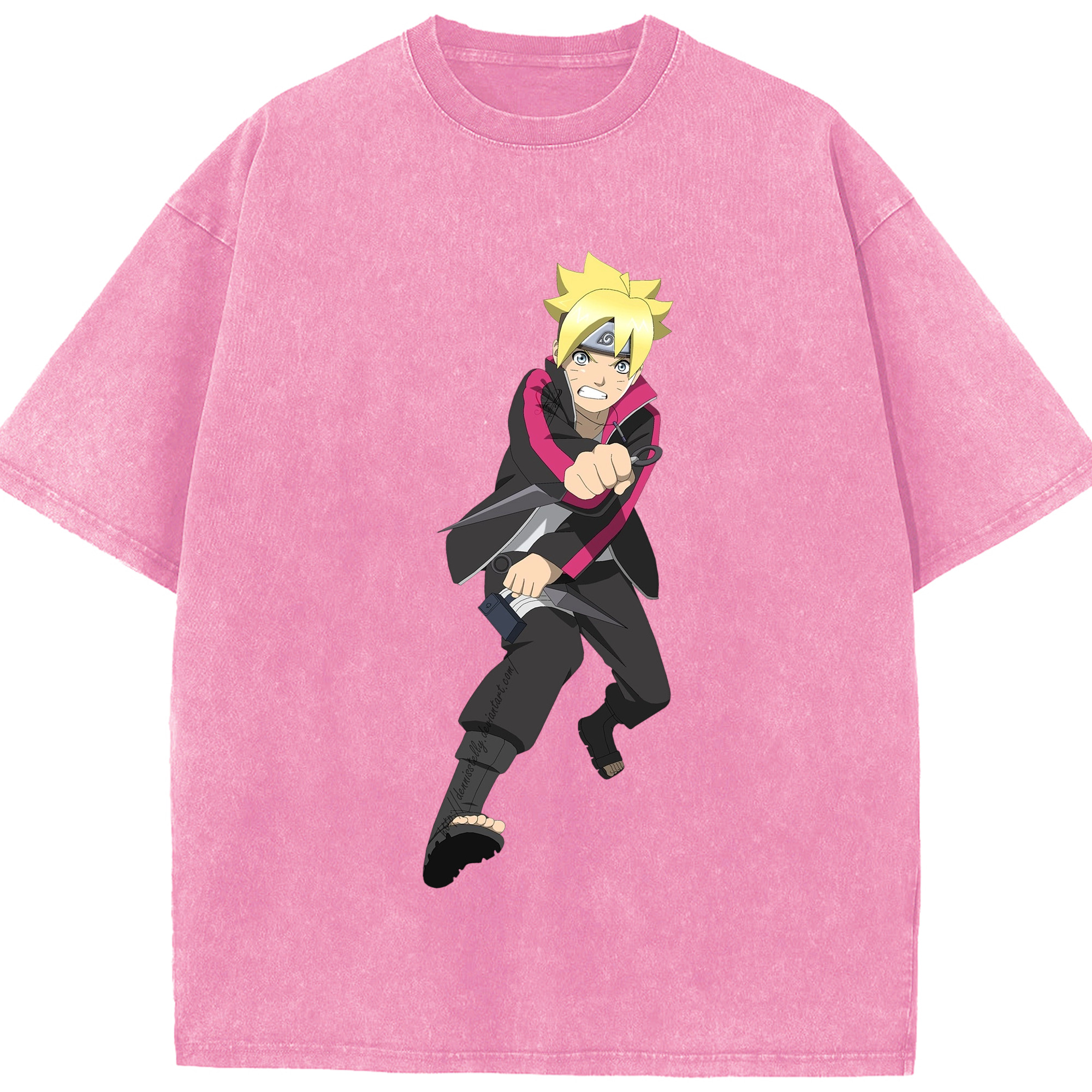 （画像用） NARUTO -ナルト- うずまき ボルト Uzumaki Boruto 綿100% ヴィンテージ風 半袖Tシャツ（フロントプリント）